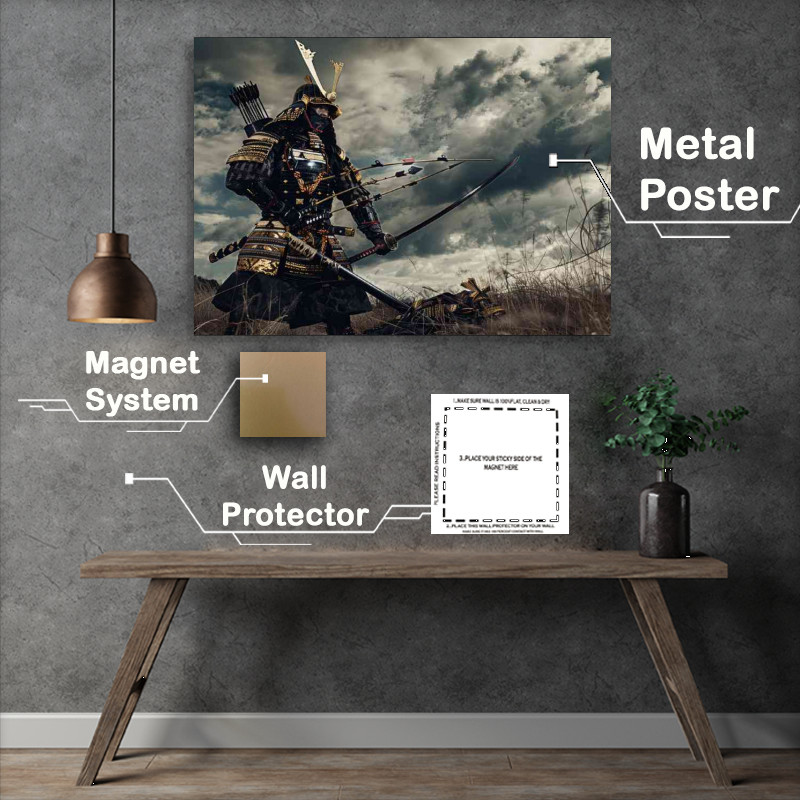 Buy Metal Poster : (Samurai wearing full armor and holding an arrow)