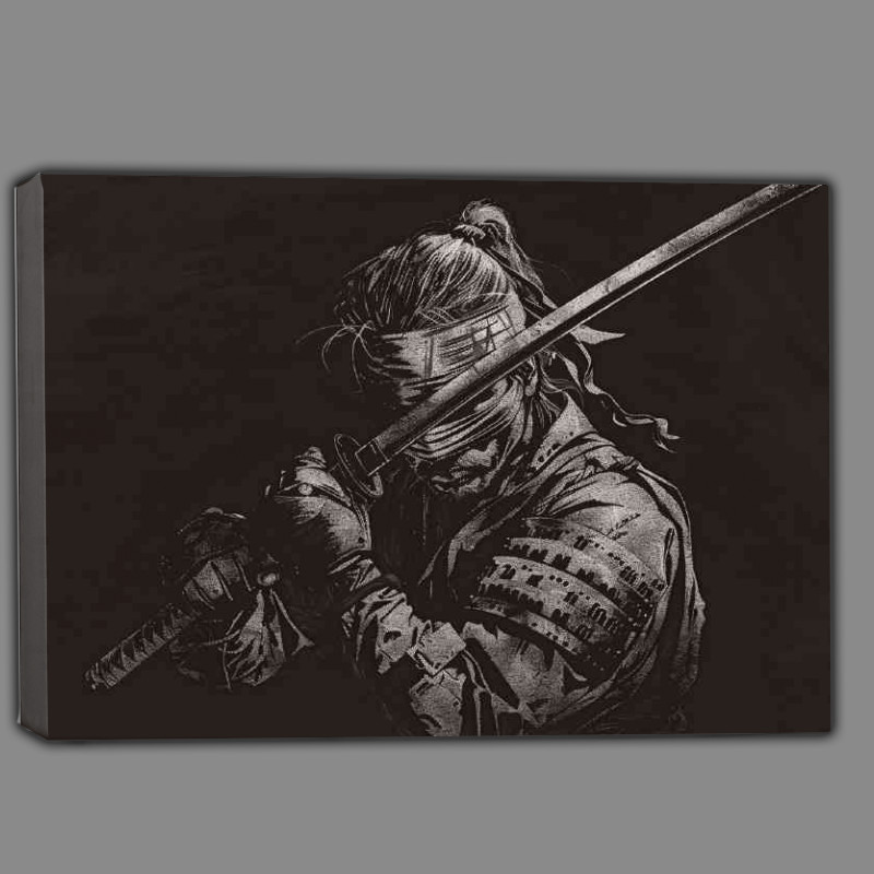 Buy Canvas : (Samurai with his sword blindfolded training poster art)