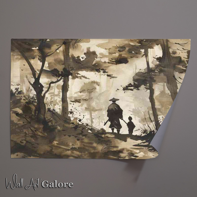 Buy Unframed Poster : (samurai and son in the forest)