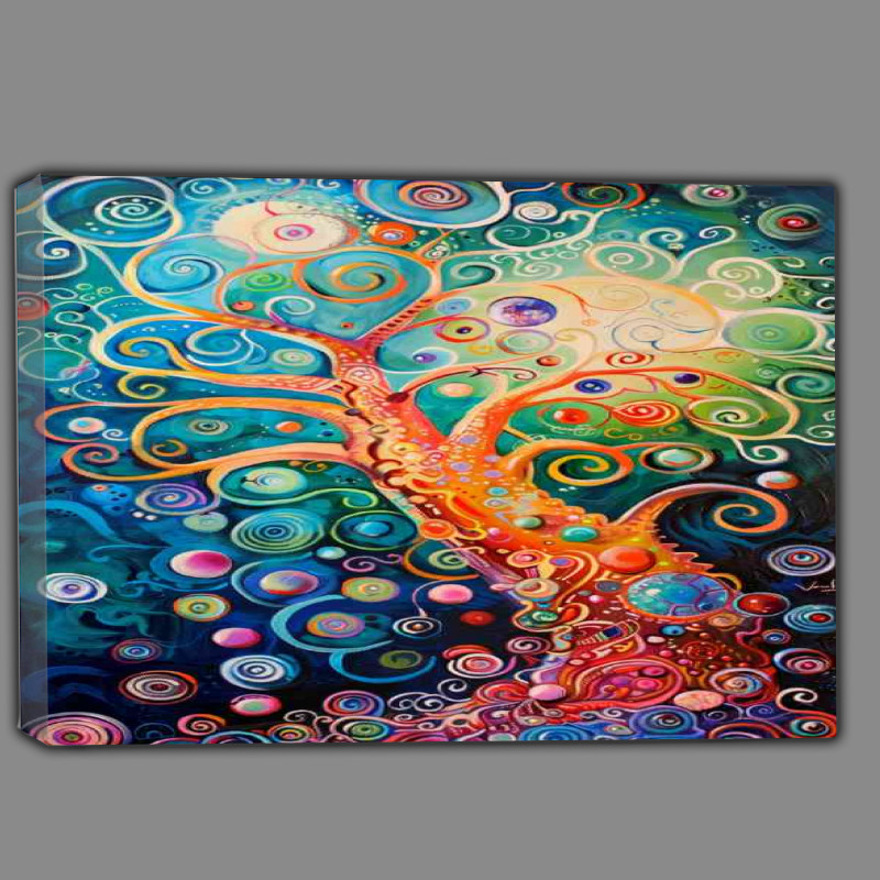 Buy Canvas : (Tree of life with colorful bubbles and swirls details)
