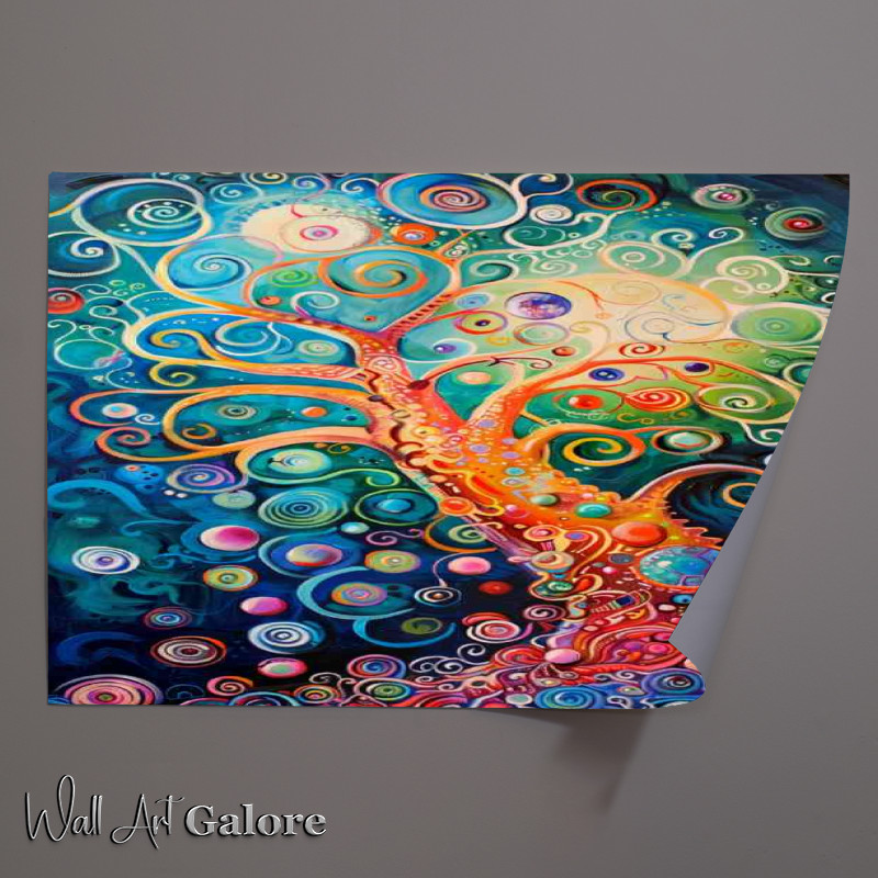 Buy Unframed Poster : (Tree of life with colorful bubbles and swirls details)