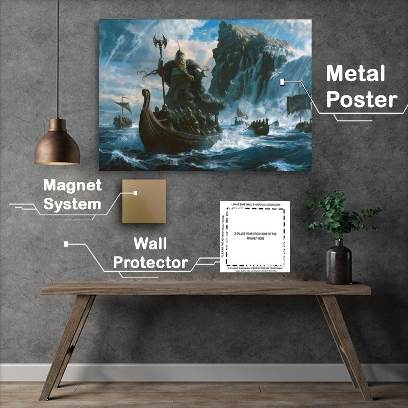 Buy Metal Poster : (Odin god stands on top of many Vikings)