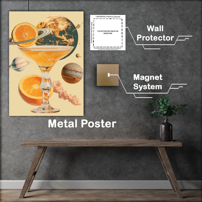 Buy Metal Poster : (Planets cocktail slice of orange)