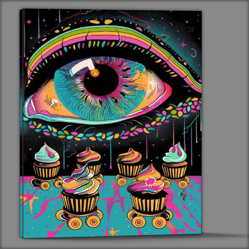 Buy Canvas : (A Giant eye and cupcakes)