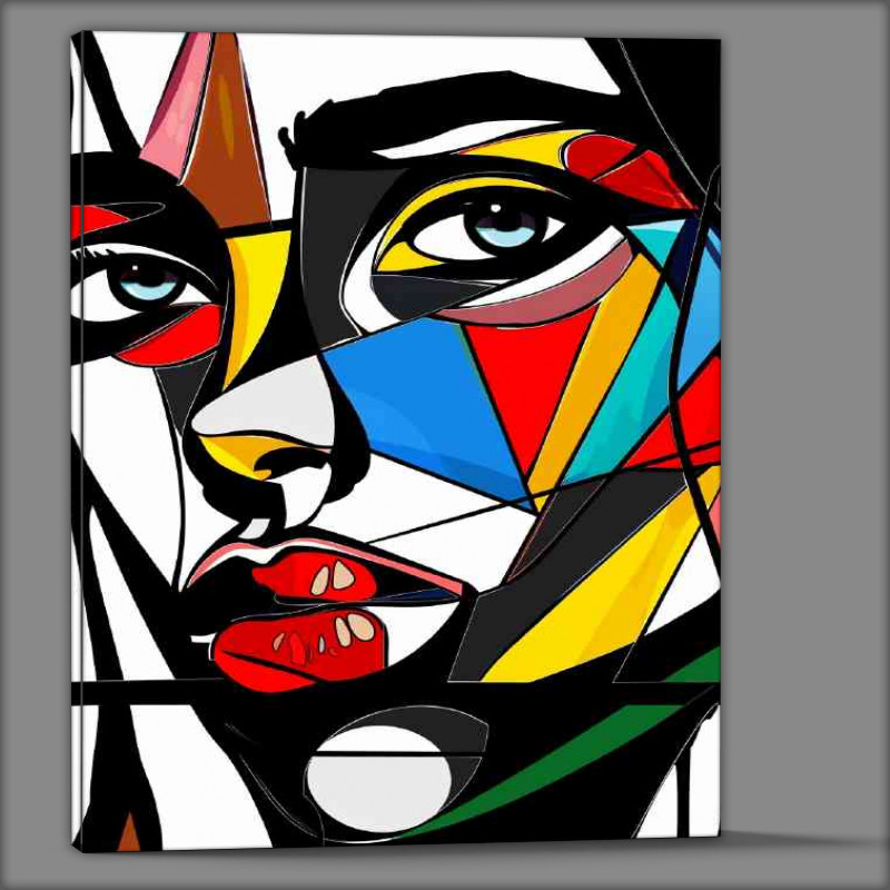 Buy Canvas : (Abstract pop art face red lips)