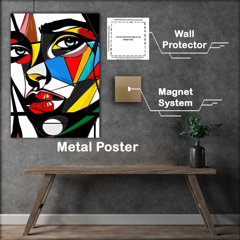 Buy Metal Poster : (Abstract pop art face red lips)