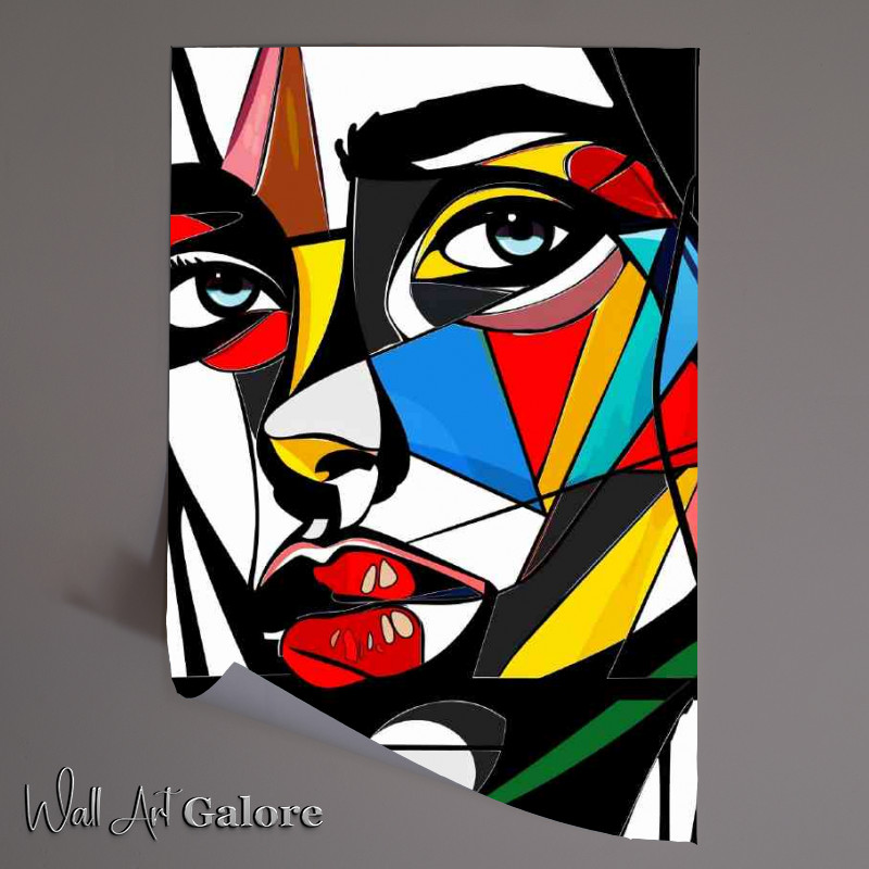 Buy Unframed Poster : (Abstract pop art face red lips)