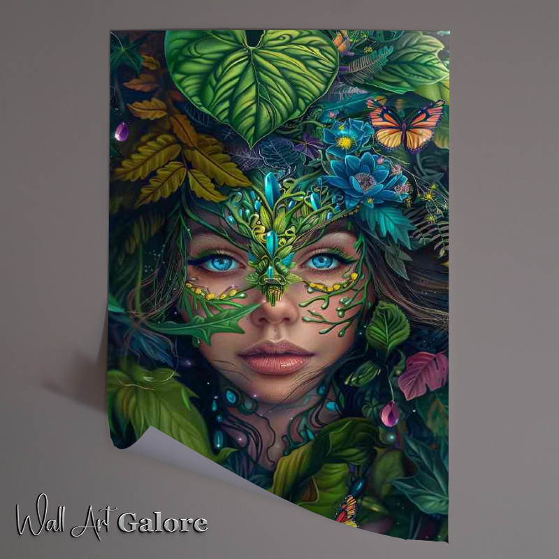 Buy Unframed Poster : (Beautiful girl with intricate green and yellow face)