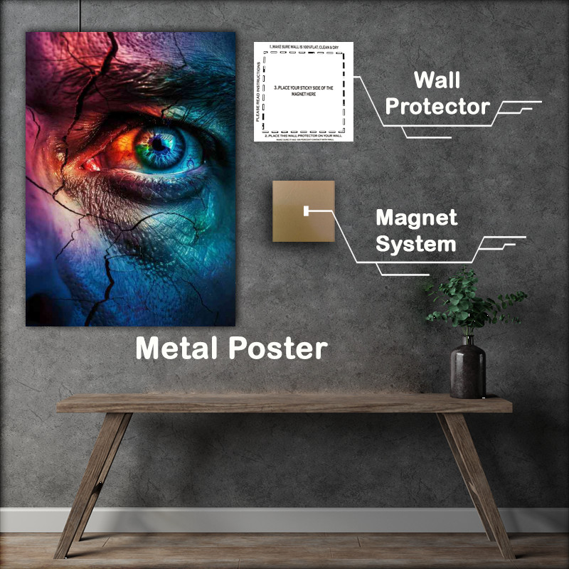 Buy Metal Poster : (Colourful mans radiant face)