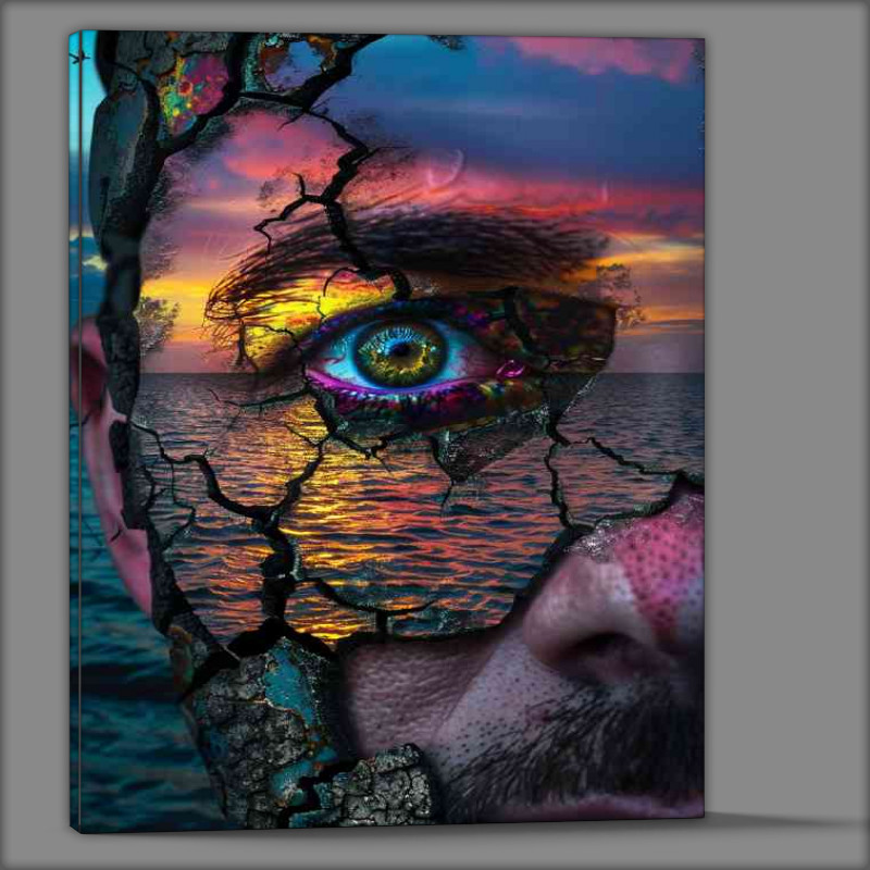 Buy Canvas : (Cracked face ocean behind)