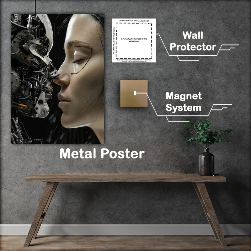 Buy Metal Poster : (Lady and the mechanical robot faces)