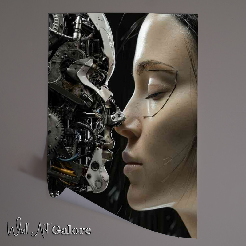 Buy Unframed Poster : (Lady and the mechanical robot faces)