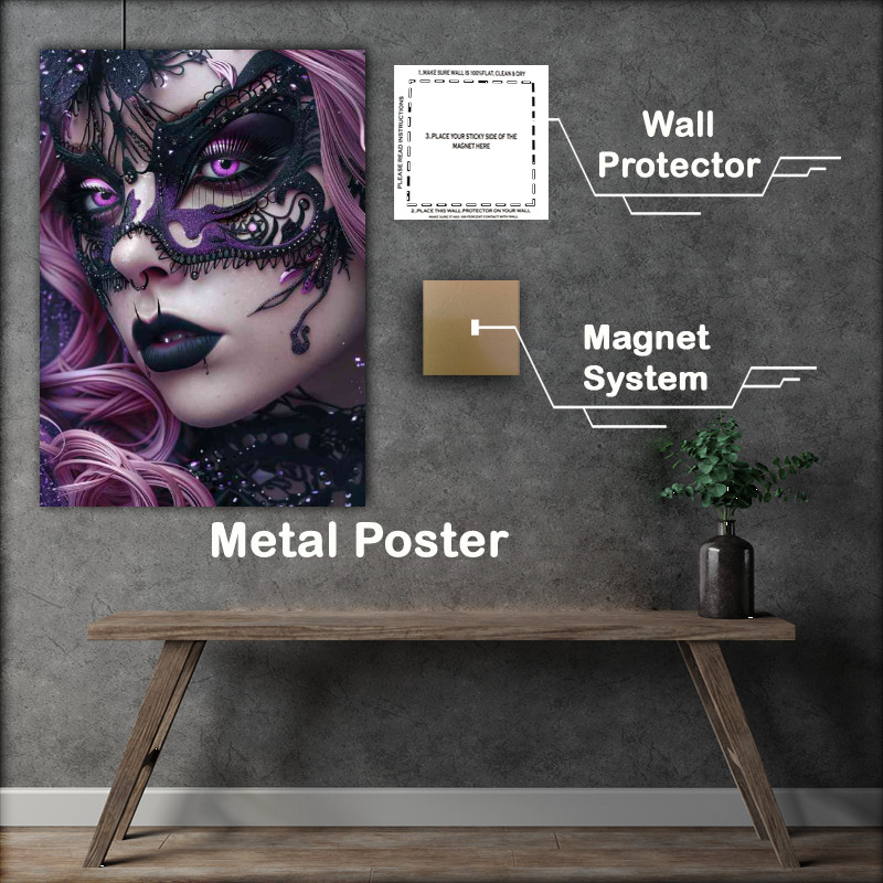 Buy Metal Poster : (Lady in black and purple mask)