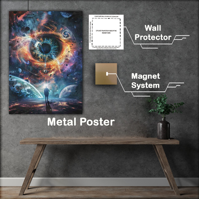 Buy Metal Poster : (Surreal digital art eyes in the cosmos)