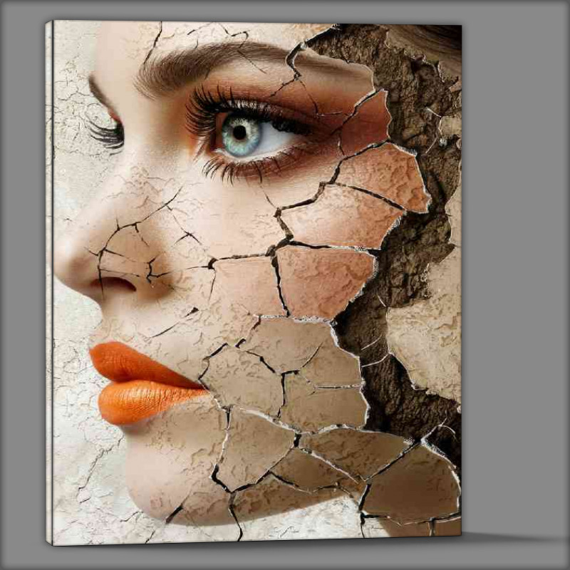 Buy Canvas : (The cracked face with red lipstick)
