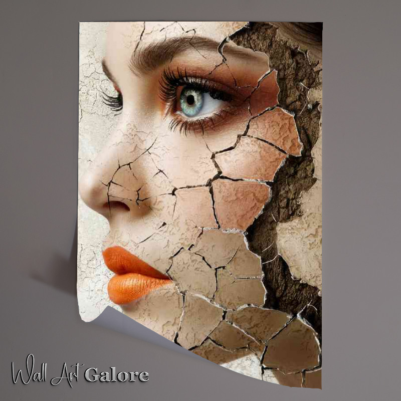 Buy Unframed Poster : (The cracked face with red lipstick)