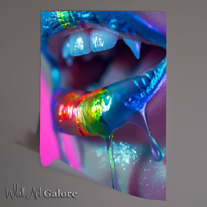 Buy Unframed Poster : (Vampire rainbow mouth fangs)