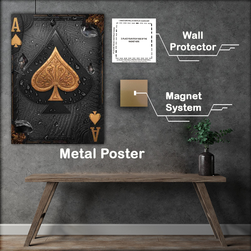 Buy Metal Poster : (A luxurious black playing card the Ace)