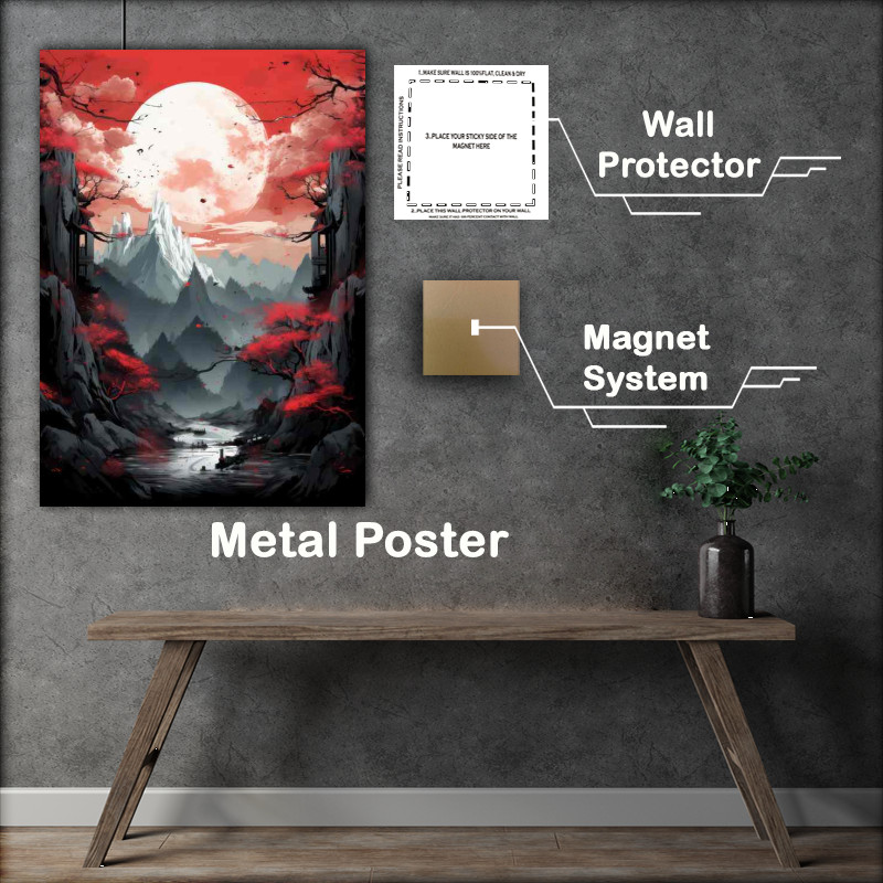 Buy Metal Poster : (Waterfront Blooms Japans Lakeside Cherry Trees)