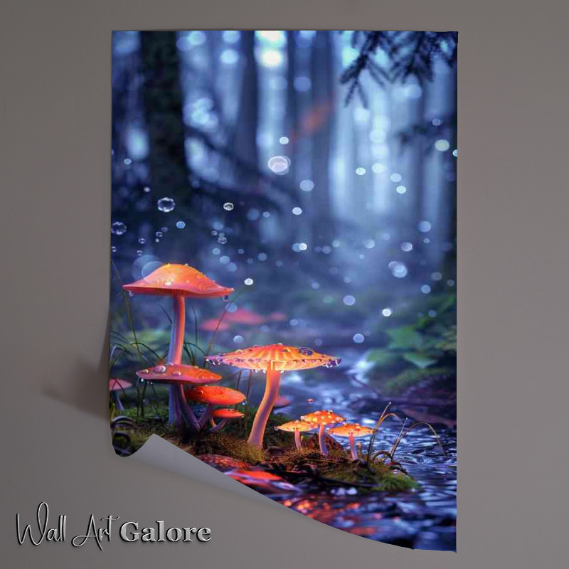 Buy Unframed Poster : (Glowing night mushrooms)