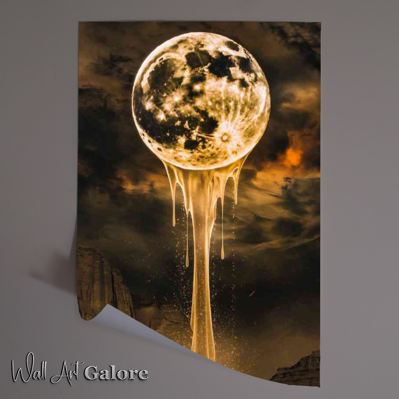 Buy Unframed Poster : (Large luminous moon with lava)