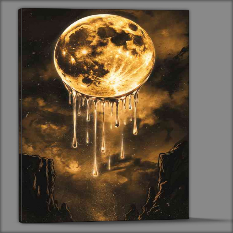 Buy Canvas : (Luminous moon with a golden texture dominance)