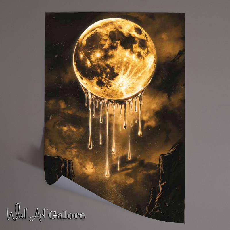 Buy Unframed Poster : (Luminous moon with a golden texture dominance)