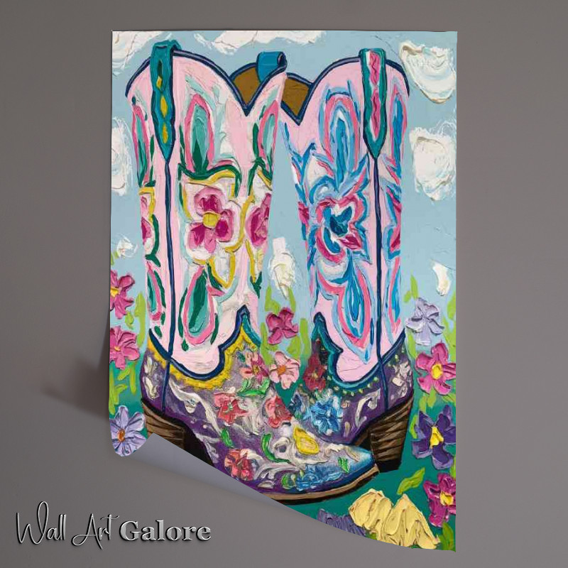 Buy Unframed Poster : (Painted decorated walking boots)