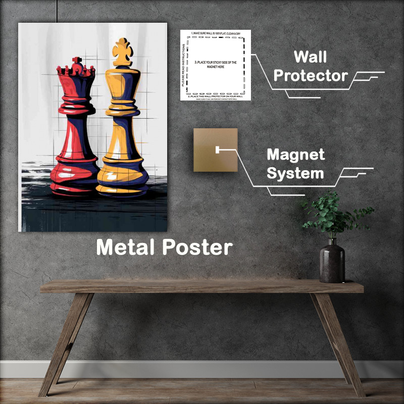 Buy Metal Poster : (The king and queen of the chess game)