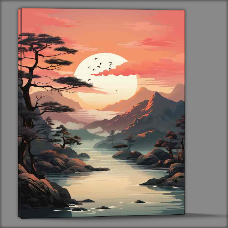 Buy Canvas : (WindSwept Mountains and Waters in japan)