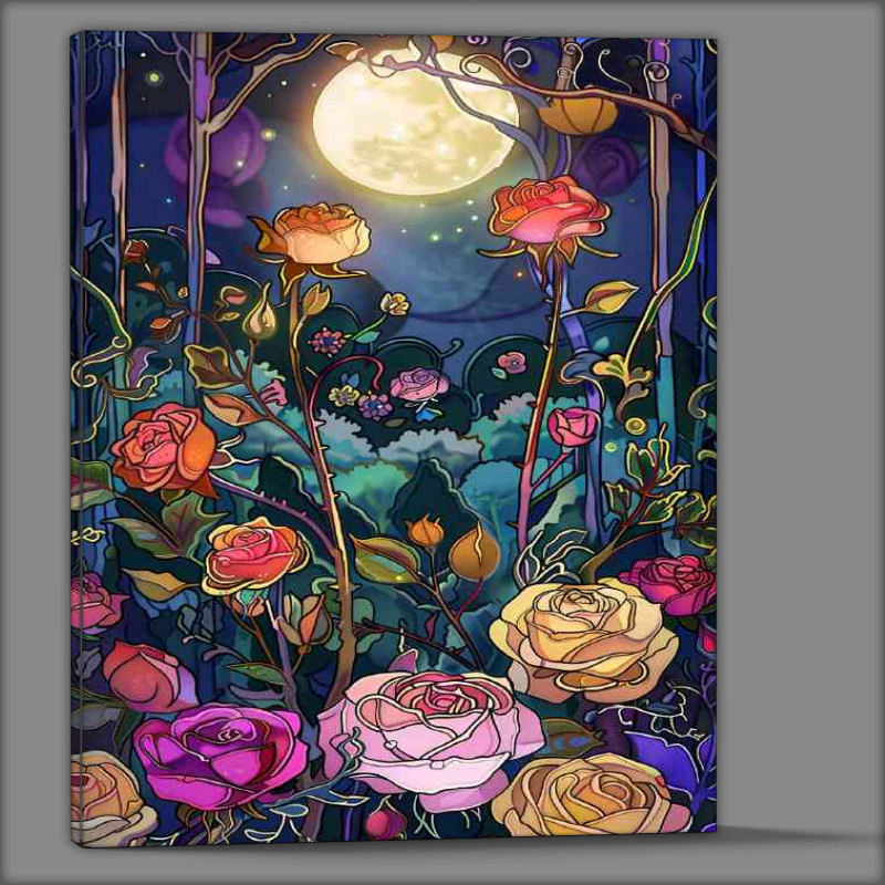 Buy Canvas : (Whimsial rose flowwer field)