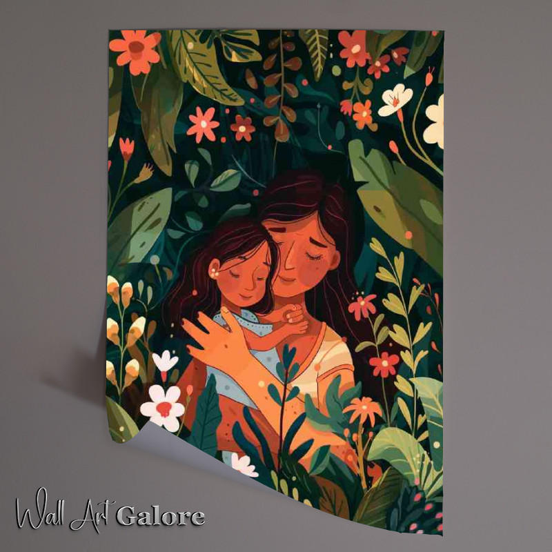 Buy Unframed Poster : (A Mother embracing her daughter in the forest)