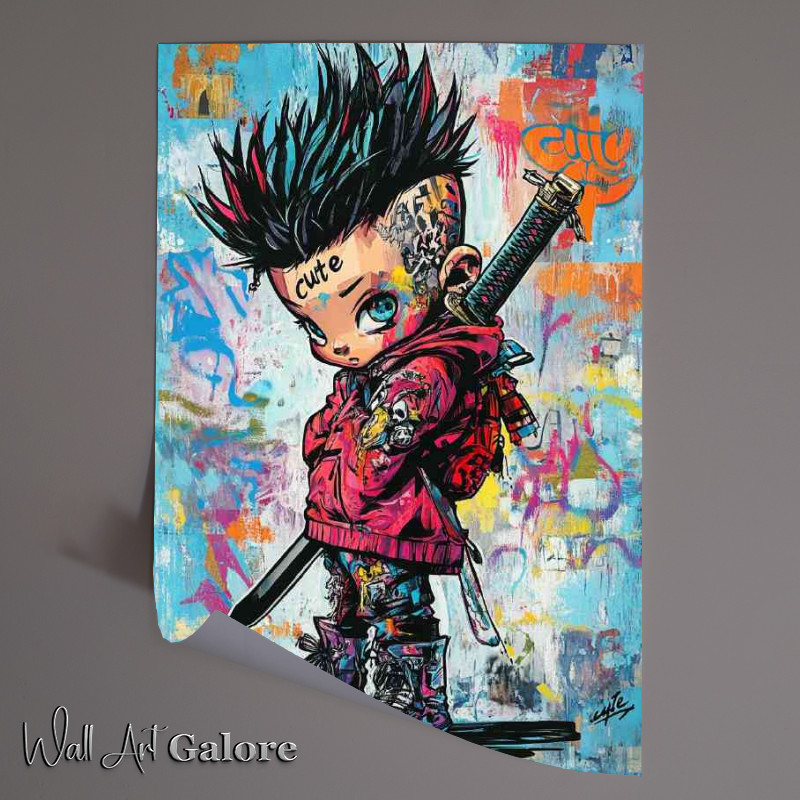 Buy Unframed Poster : (A Punk kid with tatoos and swords)
