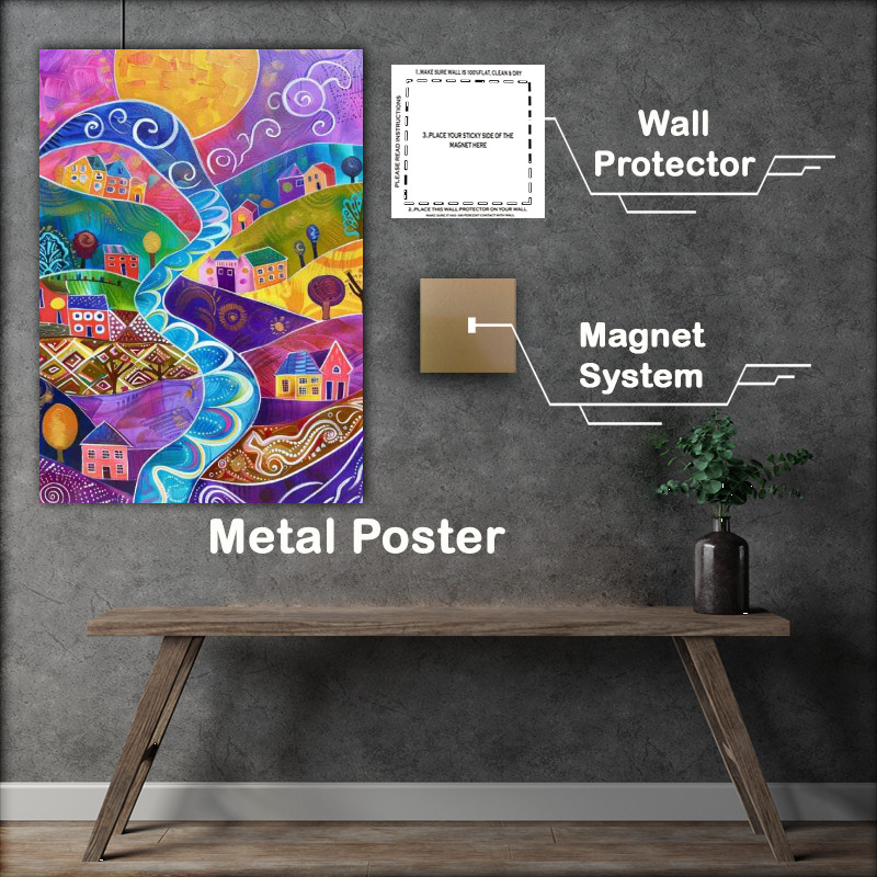 Buy Metal Poster : (Abstract village quaint)