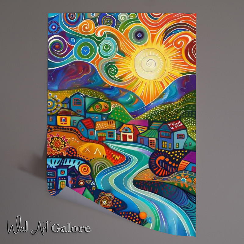 Buy Unframed Poster : (Art deco painting Village)