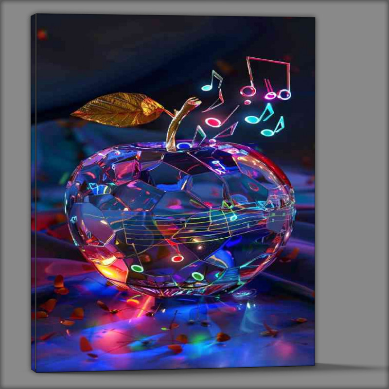 Buy Canvas : (Crystal apple with musical notes colorful and glow)