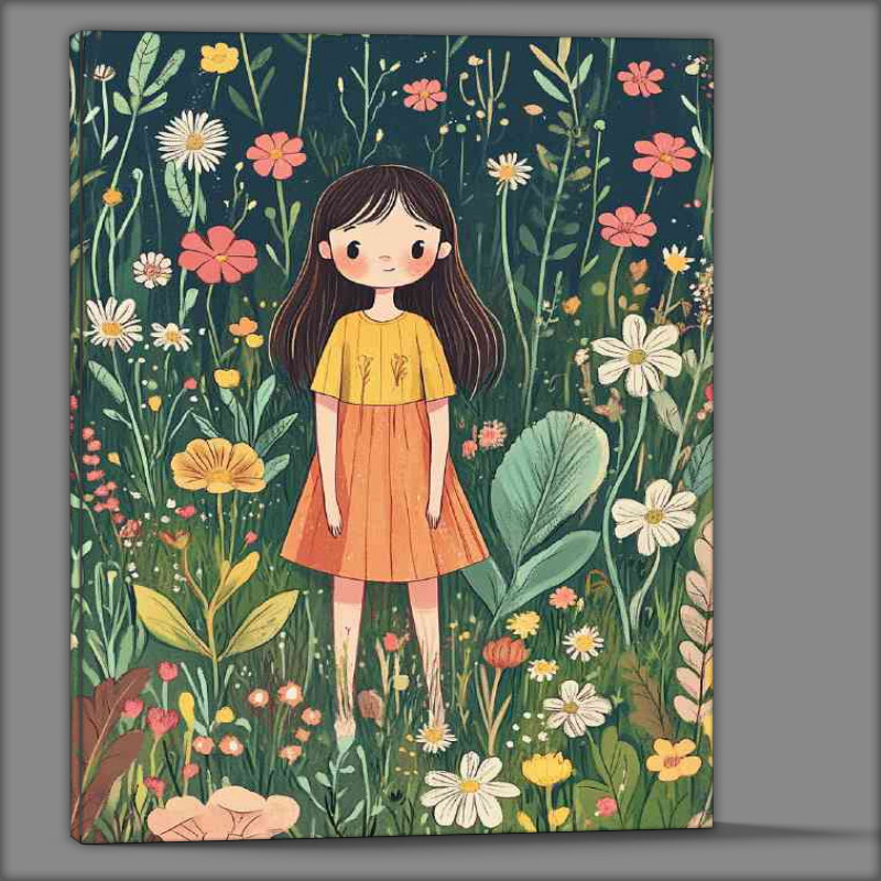 Buy Canvas : (Cute girl among the folwers)