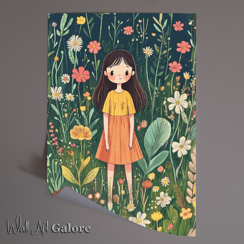 Buy Unframed Poster : (Cute girl among the folwers)
