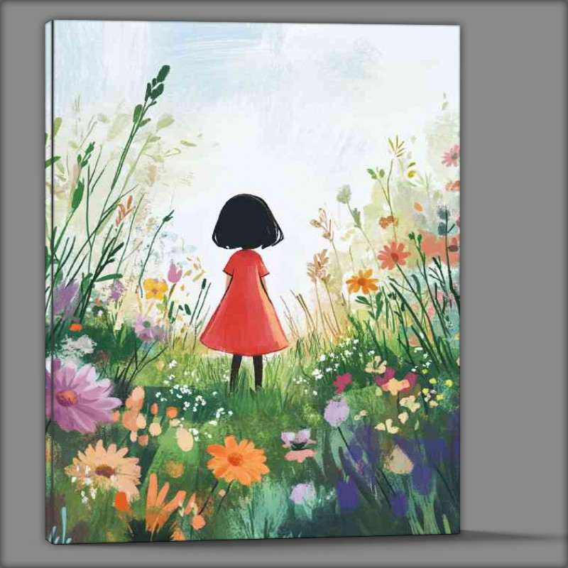 Buy Canvas : (Cute little girl in the flower garden)