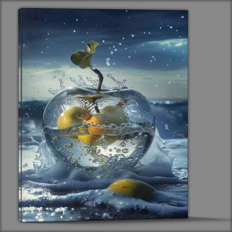 Buy Canvas : (Glass apples in apples in water)