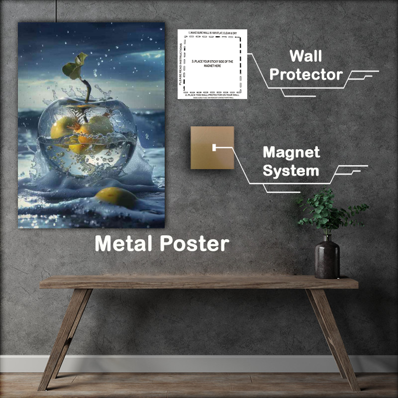 Buy Metal Poster : (Glass apples in apples in water)