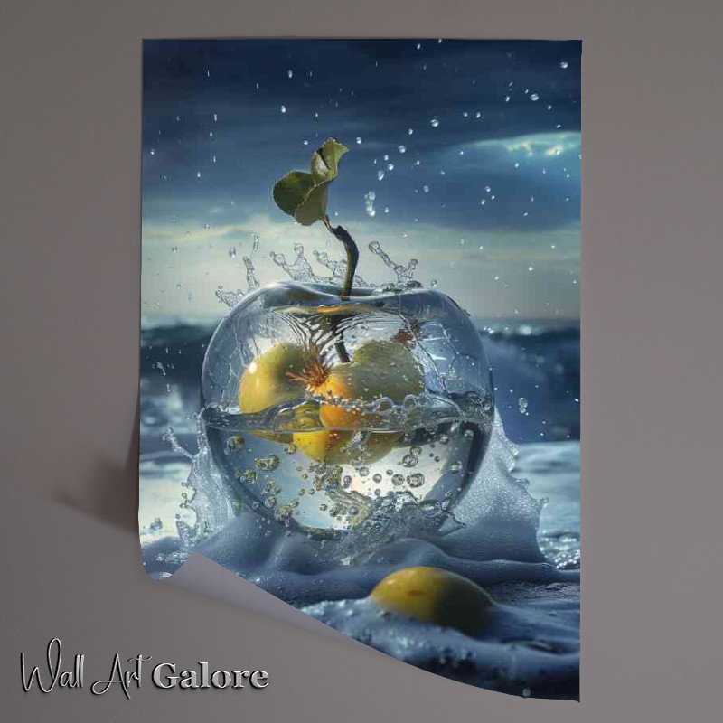 Buy Unframed Poster : (Glass apples in apples in water)