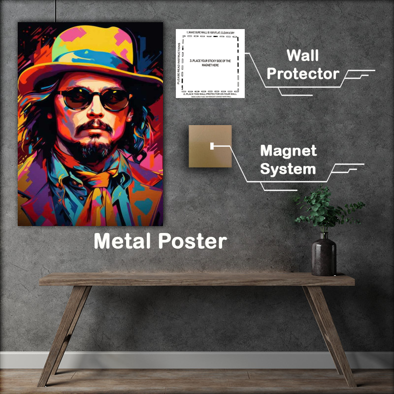 Buy Metal Poster : (Johnny Depp with glasses and hat)
