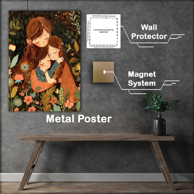 Buy Metal Poster : (Mother and her kids loving family)