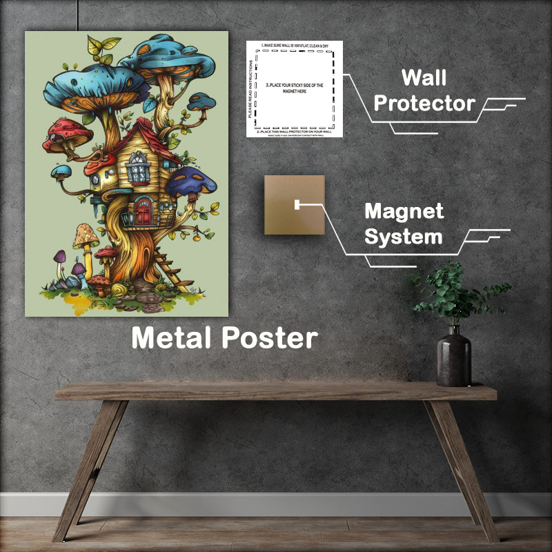 Buy Metal Poster : (Mushroom forest house)