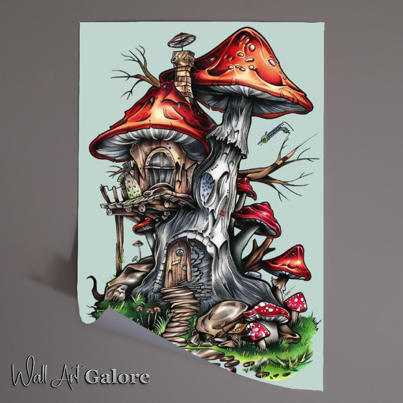 Buy Unframed Poster : (Mushroom house in the forest)