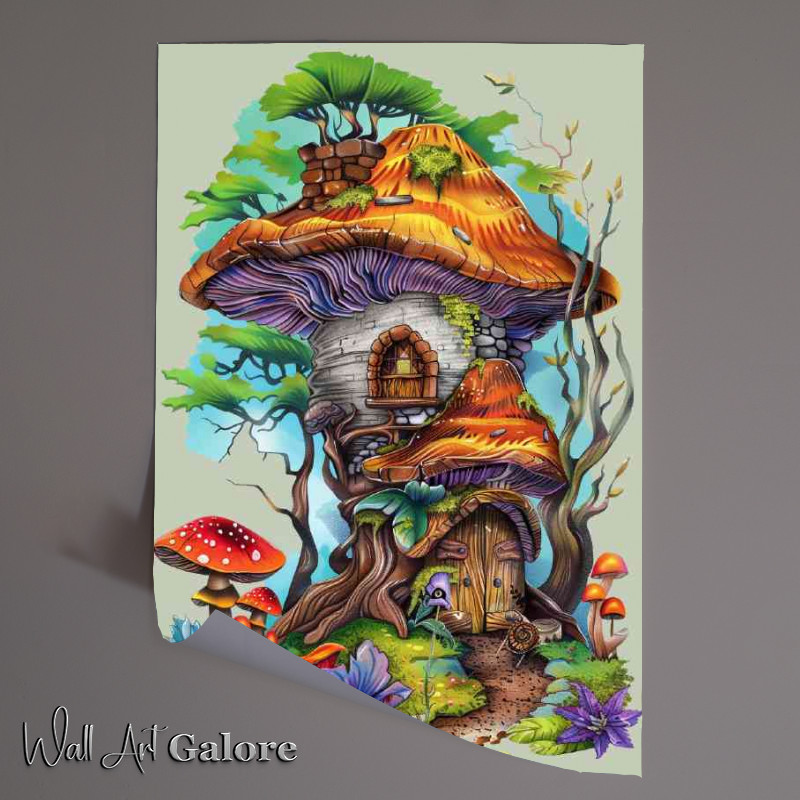 Buy Unframed Poster : (Mushroom house in the forest two levels)