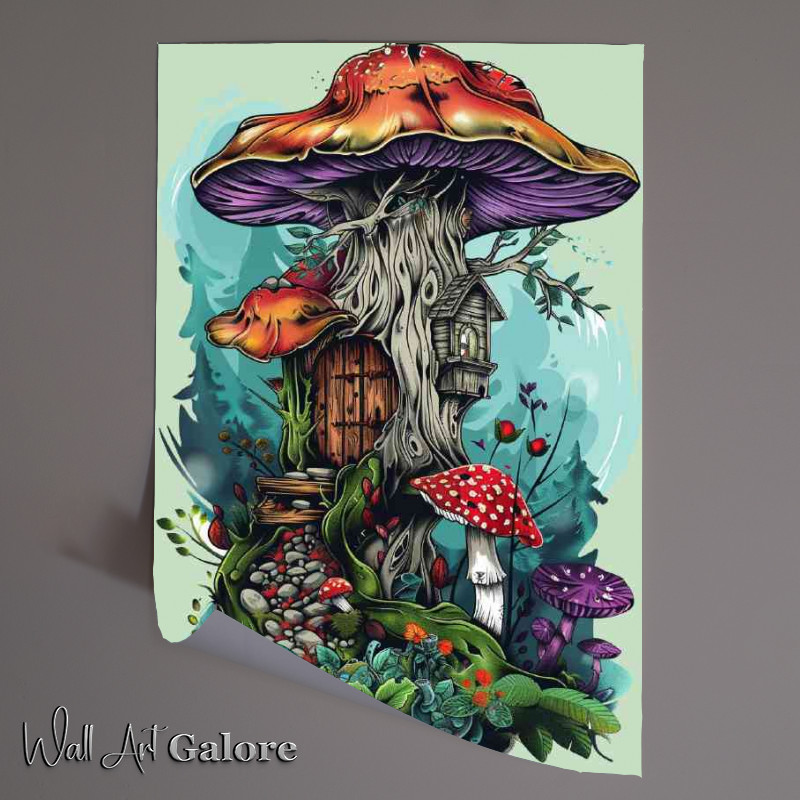 Buy Unframed Poster : (Mushroom house with the big wooden door)