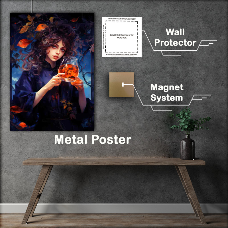 Buy Metal Poster : (Meditative Practices by the Koi Pond)