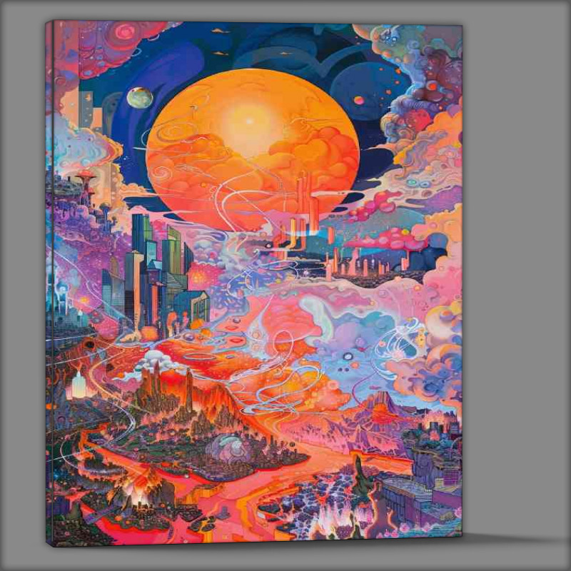 Buy Canvas : (Orange sun surrounded by clouds)